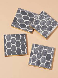 Best Quality Factory Wholesale <b>Table</b> <b>Coaster</b> Custom Designed Bamboo and Resin Inlay on Slate for Tea and Coffee - Product Image 2