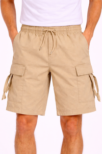 Pantalones cortos cargo con cordón para hombre, corte relajado, multibolsillos, ropa informal de verano, tela ligera y transpirable para clima cálido - Product Image 1