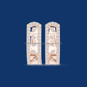 ต่างหูเพชรทรงหยดน้ำสีทอง14K สำหรับผู้หญิงเครื่องประดับจากสวรรค์ - Product Image 1