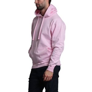 Men's <b>Pink</b> Hooded <b>Sweatshirt</b> Regular Fit Solid Color Casual Autumn Wear Fleece 100% Cotton Long Sleeve Pocket Design - Product Image 2