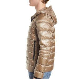 Veste matelassée à capuche dorée pour homme, coupe-vent, fermeture éclair sur le devant, manteau d'hiver décontracté, couleur unie, rembourrage en polyester, coupe ajustée - Product Image 5