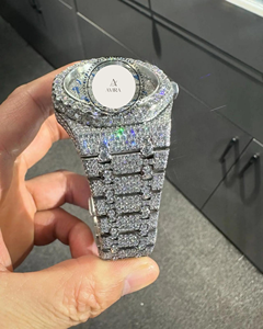Montre de luxe de haute qualité, blanche et bleue, sertie de diamants, mouvement à quartz de précision, pour homme, décontractée, pour les clubs et les sorties nocturnes - Product Image 5
