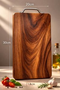 <b>Wooden</b> Rectangle Chopping Board With Handle Anti Slip Kitchen Cutting Block Single <b>Piece</b> - Product Image 4
