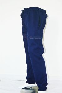 Men Dark Navy 100% Cotton Fleece <b>Track</b> <b>Trousers</b> Comfortable Breathable Lightweight Jogger Pants Custom Logo Anti-Pilling - Product Image 2