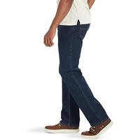 Jean en denim coupe droite classique pour homme, style décontracté urbain, coupe ajustée, bleu délavé, respirant, haute qualité, rétro, taille moyenne, été/hiver