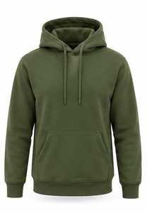 Men's Solid Olive Green <b>Hooded</b> Sweatshirt Regular Fit Cotton <b>Fleece</b> Casual Pullover with Front Pocket Winter Wear - Product Image 1