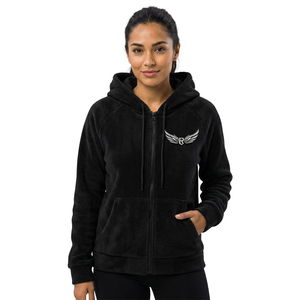 Unisex Black Fleece Hooded Zip-Up Sweatshirt Regular Fit Casual Winter Wear 100% Polyester Sherpa Soft Full Zip Hoodie - Product Image 4