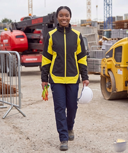 100% Polyester Reflective Safety <b>Jacket</b> Warm Windproof Workwear Construction <b>Jackets</b> Women Stand Collar Zip Up Safety <b>Jacket</b> Top - Product Image 1