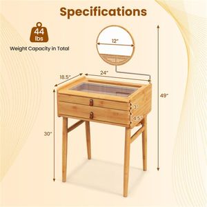 Toeletta in Stile Europeo in Bambù con Specchio LED e 2 Cassetti Contenitori - Product Image 3