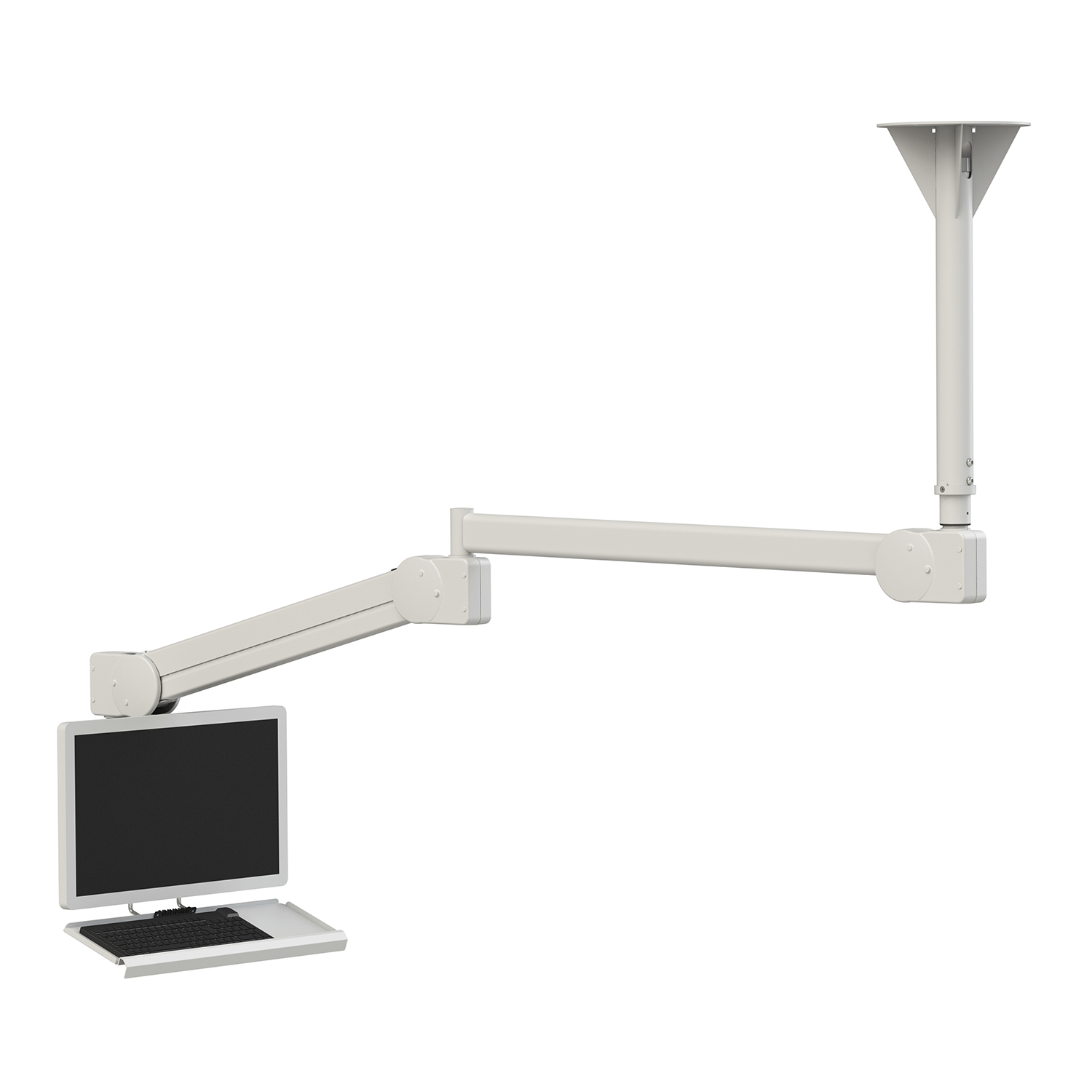 Hospital LCD Arm Monitor Mount with Ceiling Mount and Keyboard Tray Healthcare Arm for Medical LCD TV Standard VESA 75&100