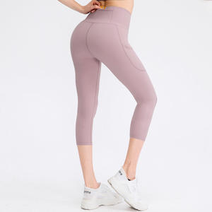 Leggings noirs taille haute pour femmes, respirants, avec poches, taille élastique, vêtements de sport - Product Image 2