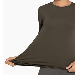 Chemise de yoga pour femmes, à séchage rapide, manches longues, coupe ample, col ras du cou, respirante, vêtements de sport, chemise de yoga pour femmes - Product Image 5