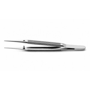 Pinzas Portaagujas con Punta de 0.6mm, Plataforma de Atadura, Contrapesadas, Mandíbula Curva o Recta, Mango Redondo ZETOMEDPRO - Product Image 1