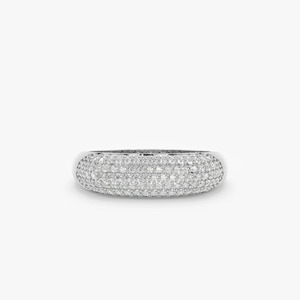 Yellow Gold Multi Row Pave Lab Grown Diamond <b>Dome</b> <b>Ring</b> - Product Image 5