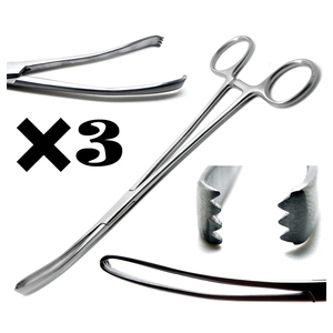 3 pièces Pinces chirurgicales Teale Vulsellum 9 pouces à dents 4x3, instruments utérins - Product Image 3