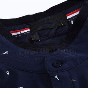 Polo à manches courtes pour homme de haute qualité, bleu marine, avec motif imprimé blanc, tissu respirant décontracté - Product Image 3