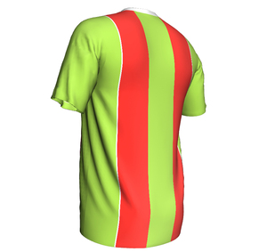 Maillot de football pour homme à col en V, rayé rouge et vert, manches courtes, respirant, en polyester, toutes saisons, coupe classique pour adulte - Product Image 6