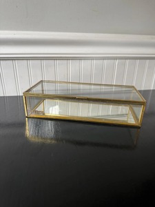 Caja de Joyería de Vidrio Transparente Retro de Latón y Vidrio, Caja Decorativa, Caja de Terrario Geométrica Dorada para Sala de Estar - Product Image 4