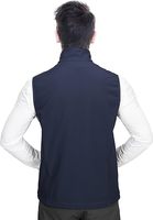 Gilet pour homme bleu marine à col rond, respirant, réversible, fermeture éclair, coupe-vent, vêtement d'extérieur décontracté, longueur normale, couleur unie, polyester