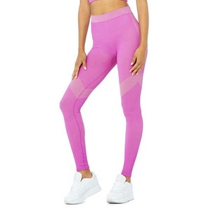 Women's <b>Pink</b> Yoga Set High Waist Seamless Leggings V-Neck Crop <b>Top</b> 2-Piece Activewear Full Length Sport Wear - Product Image 5