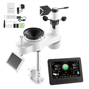 Estación Meteorológica Inalámbrica 7 en 1 con Pantalla TFT de 7 Pulgadas, Energía Solar, Sensor Exterior, Pluviómetro Interior/Exterior - Product Image 1