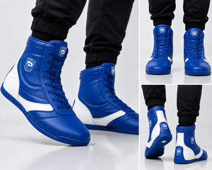 Botas de Boxeo Dumela, Azules y Blancas, de Cuero, de Caña Alta, para Entrenamiento, Ecológicas, Transpirables, Cómodas, Duraderas, para Todas las Estaciones - Product Image 4