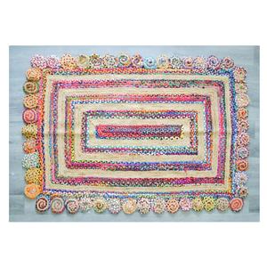 Eco-Conscious Braided <b>Jute</b> and Cotton Blend <b>Placemat</b> with Bold Color Block Grid Handmade Decorative Mat Ideal for Dining Tables - Product Image 2