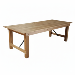 Table à manger rectangulaire en bois massif, style rustique moderne, finition naturelle, table en bois pour la maison, l'hôtel, l'appartement, salle à manger, meubles - Product Image 3