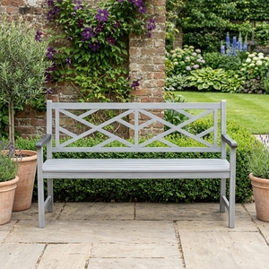 Kepang Outdoor Patio <b>Bench</b> Solid Teak <b>Wood</b> Grey Finish 2-Seater Traditional Design for Dining Model NAT153 - Product Image 4