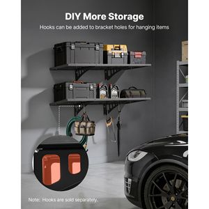 Heavy Duty 2-Tier Steel <b>Wall</b> Mounted Garage Shelving 1.64 X 4 Ft <b>Floating</b> Storage Unit with 19.68 X 48 Inch Per <b>Shelf</b> - Product Image 6