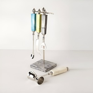 Ensemble d'accessoires de bar en acier inoxydable poli argenté, comprenant un ouvre-bouteille cuillère design unique et élégant et d'autres articles, au prix le plus bas - Product Image 3