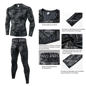 Men Compression Base <b>Layer</b> Set Winter Thermal <b>Top</b> Bottom Sportswear Bulk Supplier - Product Image 5