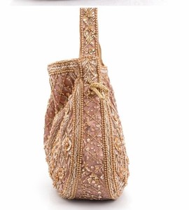 Pink Embroidered Beaded Shoulder <b>Bag</b> – Elegant Gold <b>Sequin</b> Handbag for Women floral <b>sequin</b> purse for festive occasions - Product Image 6