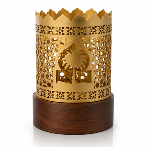 Brûleur à Bakhoor en bois arabe avec cage en métal doré et pince, brûleur à Oud islamique décoratif, parfum d'ambiance festif pour la maison, Ramadan, Aïd - Product Image 2