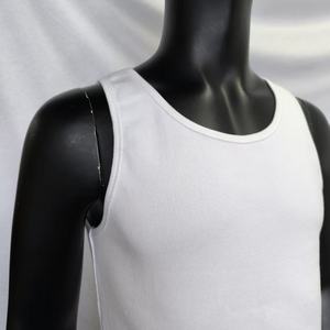 Camiseta sin mangas de algodón blanca para hombre, cuello redondo, informal, de punto, color liso, estilo americano, con estampado, diseño nuevo - Product Image 2