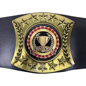 Custom Championship <b>Wrestling</b> Belt Premium Leather Title Belt with Gold Metal Plates Stars Trophy Medallion Personalized Designs - Product Image 5