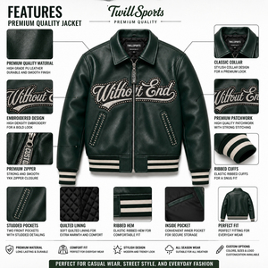 Veste en cuir véritable pour homme TwillSports, couleurs personnalisées, boutons, col rabattu brodé, coupe-vent, respirante, en coton - Product Image 6