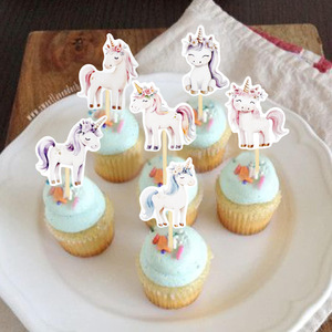 Décoration de gâteau d'anniversaire pour enfants JUXINDA, style féminin, rose et bleu, arc-en-ciel irisé, <span class=keywords><strong>licorne</strong></span>, nuage, papillon - Product Image 2
