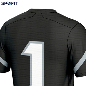 Camiseta de Fútbol Americano para Hombre, Negra, Cuello en V, Manga Corta, Impresión por Transferencia de Calor, Malla Transpirable, Secado Rápido, Número de Equipo 1 - Product Image 5
