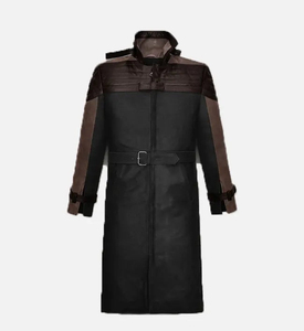 <b>Men's</b> Fashion Forward Long Sleeve Genuine Sheepskin <b>Leather</b> <b>Jackets</b> For Outwear Turn Down Collar Belt Long Fall Coats - Product Image 1