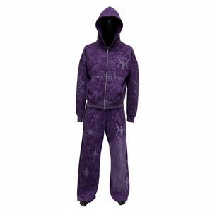 Conjunto de Sudadera con Capucha y Pantalones Deportivos de Alta Calidad, 600 Gsm, Estampados, Estilo Urbano, Felpa Gruesa de Algodón, para Hombre - Product Image 1