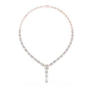 Collar LUXE de Oro Rosa de 18 Quilates con Corte Esmeralda y Diamantes Cultivados en Laboratorio, Chapado en Rodio, 21.1CT, Corte Pera, con Piedras Laterales, para Mujer - Product Image 1
