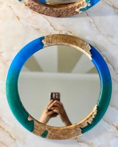 Premium Resin Inlay Wooden Wall Mirror Elegant Handcrafted Frame Mirror for Home Decor Hotel Interiors and Gifting - Product Image 1