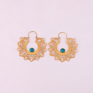 Modernos Pendientes de Aro de Latón Chapado en Oro con Diseño Tribal Grueso de 35x21MM para Mujer - Product Image 3