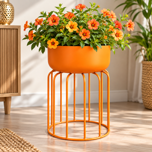Soporte Moderno para Macetas de Metal Naranja con Diseño Decorativo de Jaula de Alambre para Plantas de Interior, Exhibición de Flores, Sala de Estar, Balcón, Jardín - Product Image 6