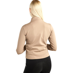 Chaqueta de equitación para mujer, corte ajustado, con cremallera, abrigo para jinete, elástica, transpirable, ropa deportiva para exteriores, color beige - Product Image 4