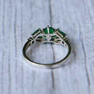 Handmade Art Deco <b>Emerald</b> <b>Ring</b> 925 Sterling <b>Silver</b> May Birthstone Vintage Style Fine Jewelry Gift For Women - Product Image 3