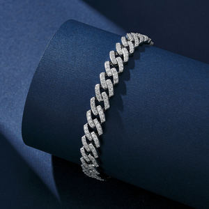 Round Brilliant Moissanite Wristband 925 Silver GRA Certified Rhodium 14K Gold Plated Unisex <b>Men</b> Women Party Wedding Jewelry - Product Image 5
