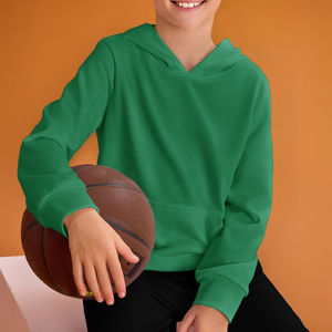Nouveau modèle 2026, couleur verte, 100% coton, sweat à capuche d'hiver pour enfants, logo personnalisé de haute qualité, tissu polaire, sweat à capuche pour garçons - Product Image 5