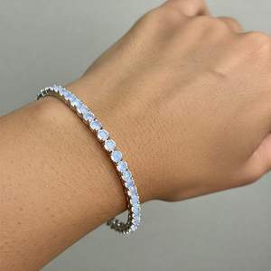 Pulsera de tenis de piedra lunar hecha a mano, plata de ley 925, joyería elegante con gemas, regalo para mujer - Product Image 2